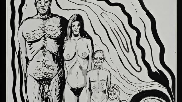 Mike Kelley, Timeline (Detail), 1984, Acryl auf Papier, ungerahmt, Sammlung Falckenberg