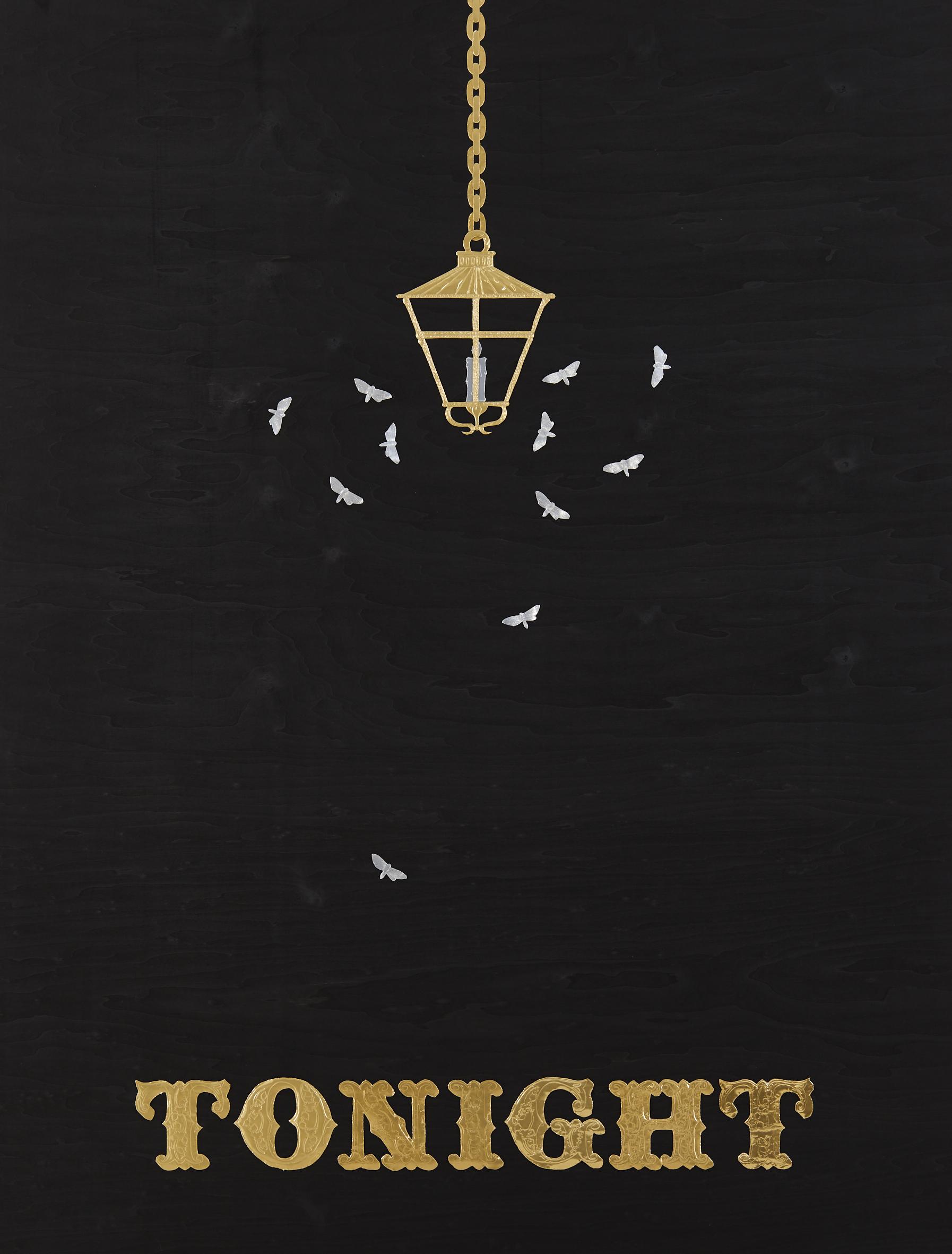 Claus Richter, Solid Golden Age VIII (“Tonight”), 2012, 230 x 180 cm, Hand-stamped gold foil, silver foil, wood, cardboard, Courtesy: the artist and Clages, Köln