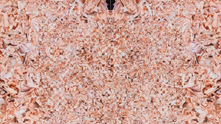 Monica Bonvicini, Neck to Knees #1, 2016, Pigment print on paper, woven, mounted on Honeycomb board, framed, 172 x 242 cm, Photo: Adam Reich