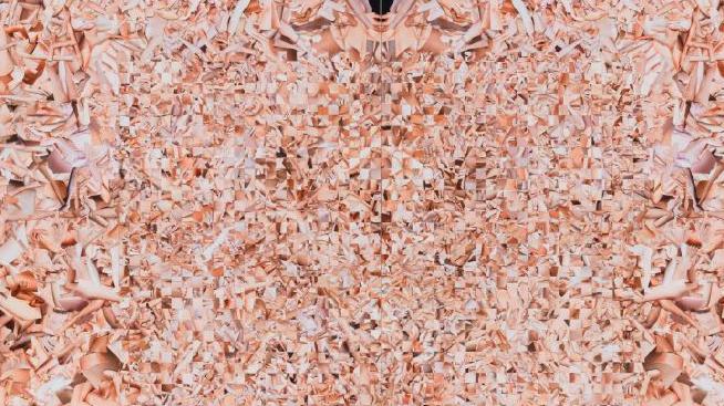 Monica Bonvicini, Neck to Knees #1, 2016, Pigment Druck auf Papier, gewebt, auf Wabenkarton, gerahmt, 172 x 242 cm