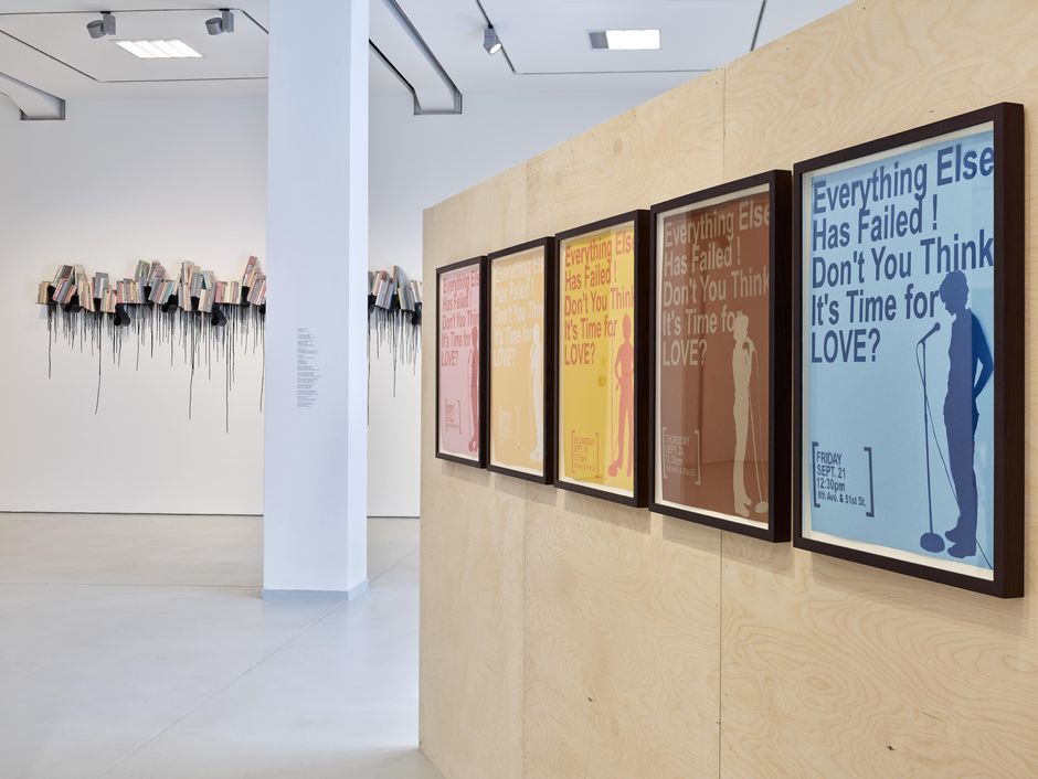 Installation view Sharon Hayes and Saâdane Afif in KAI 10 | ARTHENA FOUNDATION, Courtesy: Sharon Hayes: the artist and Tanya Leighton, Berlin; Saâdane Afif: the artist, Photo: Achim Kukulies, Düsseldorf 